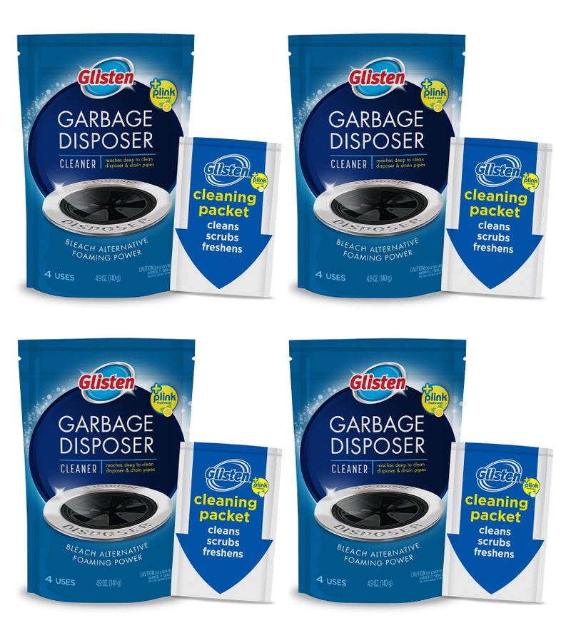 Glisten Garbage Disposer Foaming Cleaner, Lemon Scent, 4-Pack (16 Uses) - Image 1